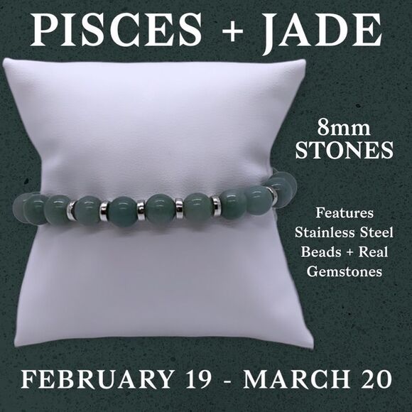 NWT Wool + Pepper Co. Pisces + Jade Bracelet - zodiac x gemstone collection - Picture 3 of 9
